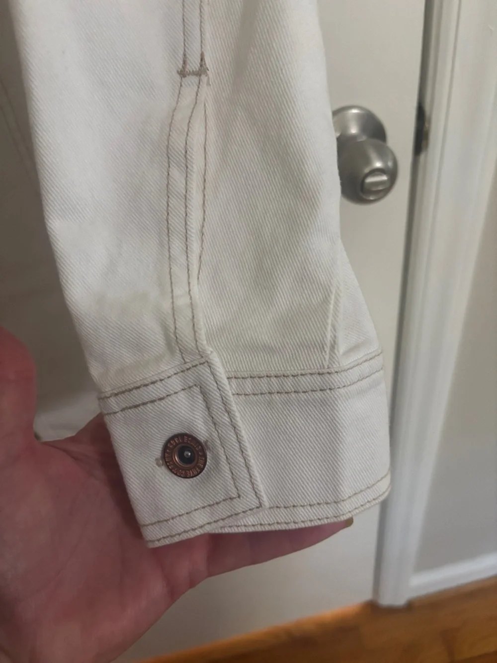 Frye White Long-Sleeve Button-Front Mini Denim Dress - Picture 8 of 10